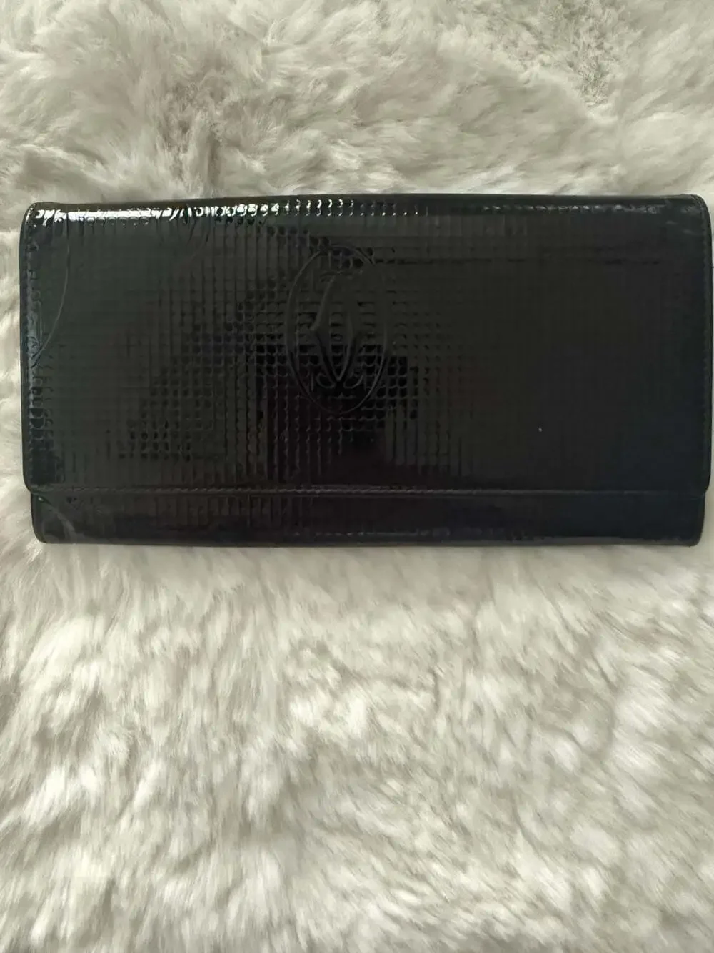 Cartier Happy Birthday Patent Leather Long Wallet with Chain